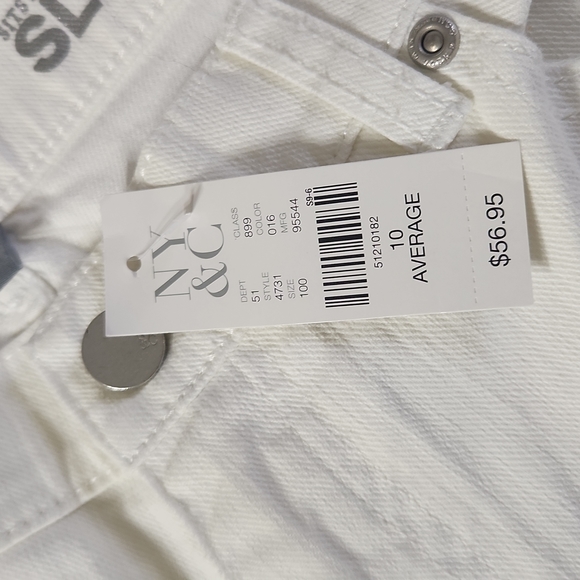NEW YORK & COMPANY WHITE WOMENS JEANS  SIZE 10 NEW WITH TAGS - Picture 6 of 11